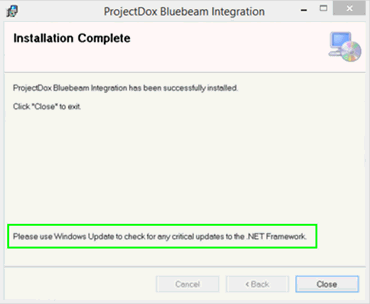 Install ProjectDox Bluebeam Integration