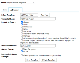 Project Export Templates (System Administration)